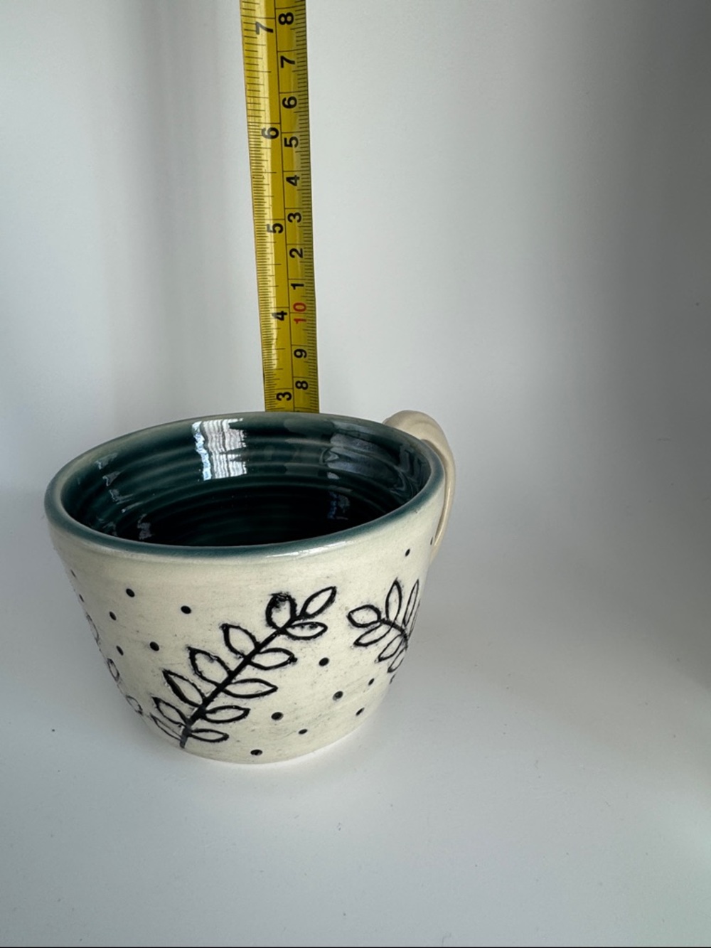 Handcrafted Ceramic Mug with Leaf Design